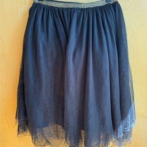 Vintage Black Tulle Skirt with Gold Waistband